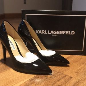 Karl Lagerfeld Paris Black Patent Heels
